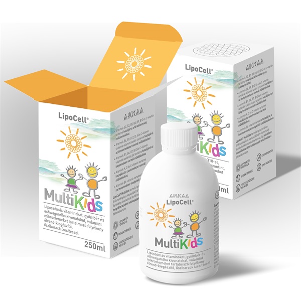 LipoCell MultiKids folyékony étrend-kiegészítő őszibarack ízben (250 ml) - Bulkshop.hu